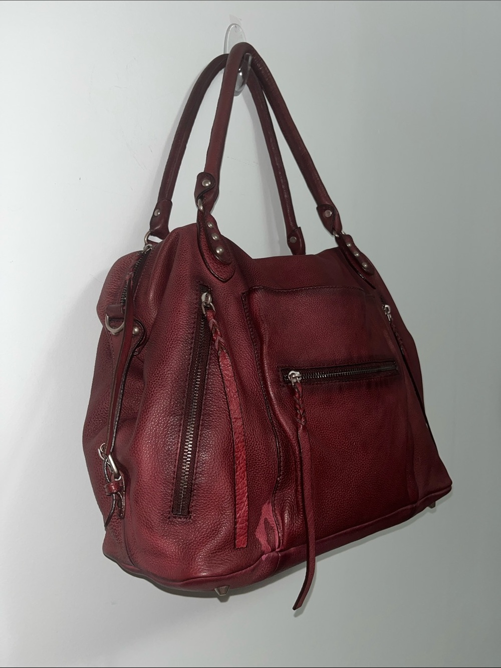 1219. FREE PEOPLE Emerson leather bag in Red Rock/Wine NWT (with discoloration) - Picture 4 of 8